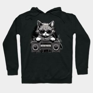 Groovy DJ Cat with Boombox Hoodie